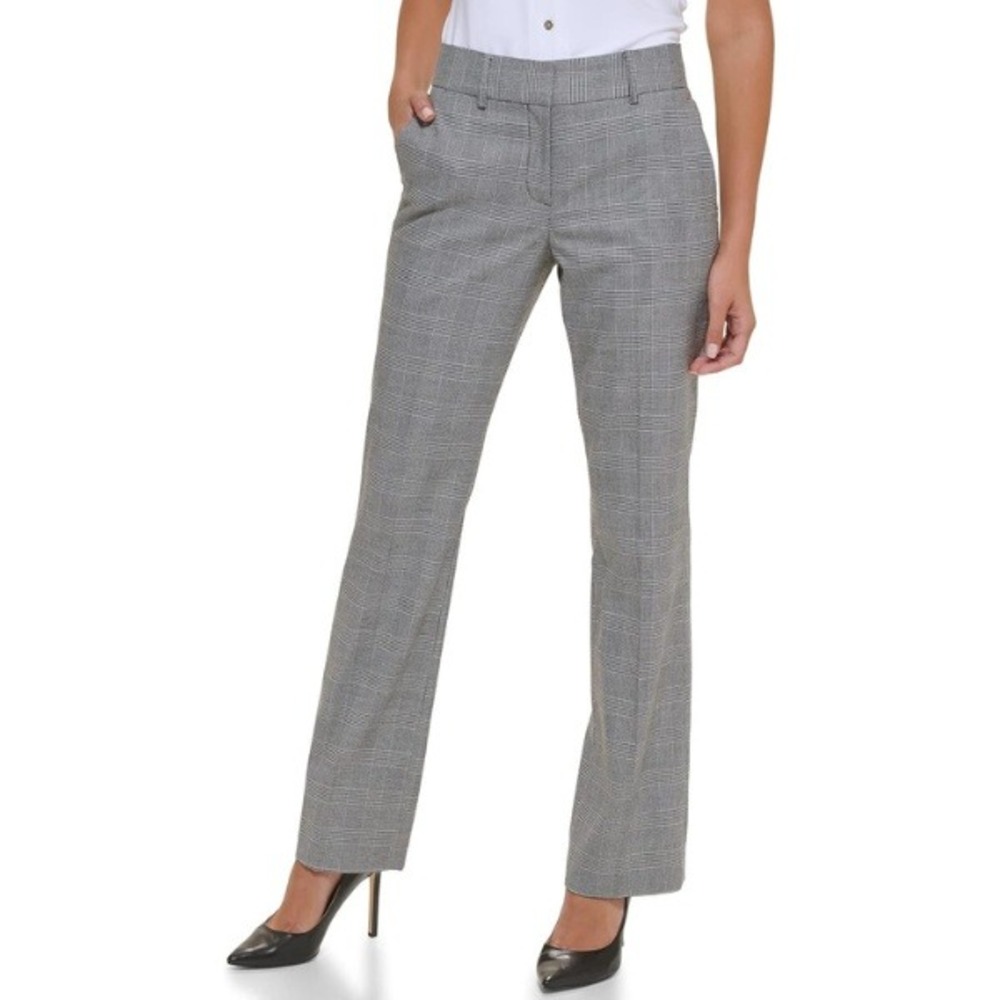 TOMMY HILFIGER Black white plaid bootcut‎ pants | Office tailored | Size 12